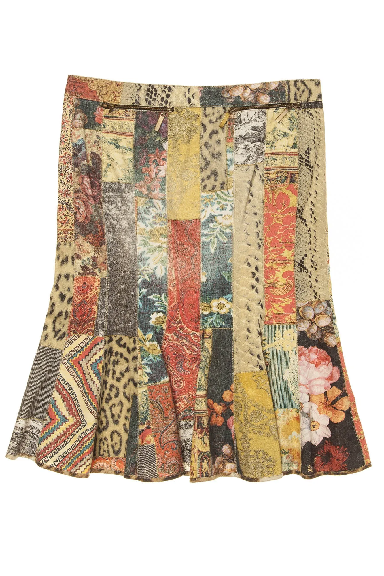 Roberto Cavalli - Multicolor Lush Print Denim Skirt - IT 42