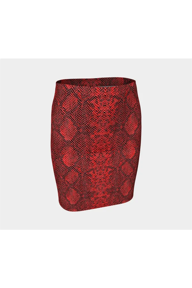 Ruby Snakeskin Fitted Skirt