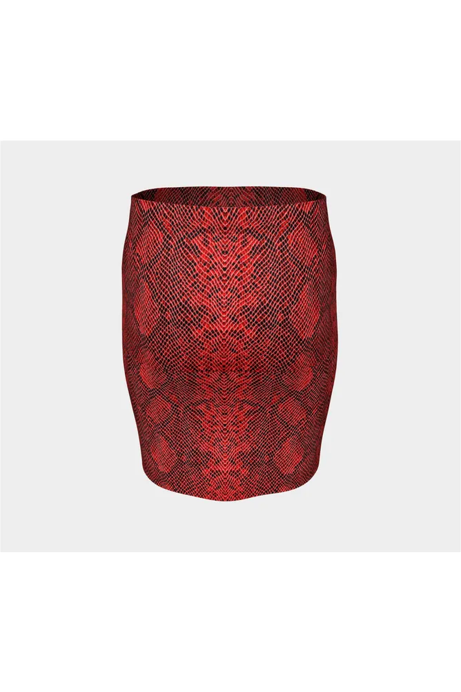 Ruby Snakeskin Fitted Skirt