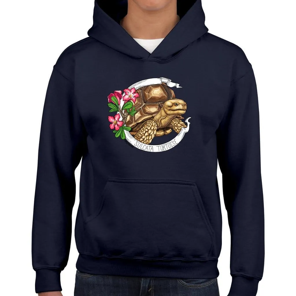 Sulcata Tortoise Banner Youth Hoodie