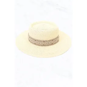 Travel Outdoor Sun Protection Sun Hat Concave Top Straw Hat - Ivory