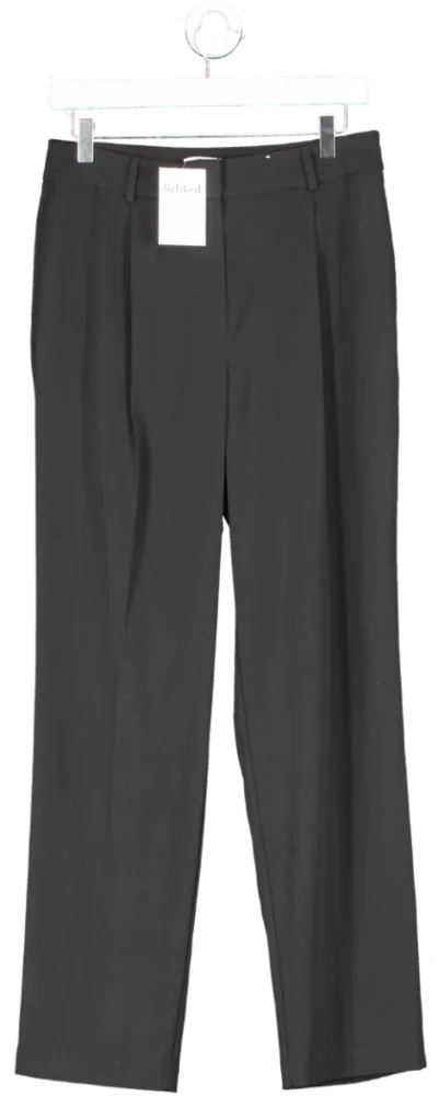 TU Black Pleated Straight Leg Trousers UK 10