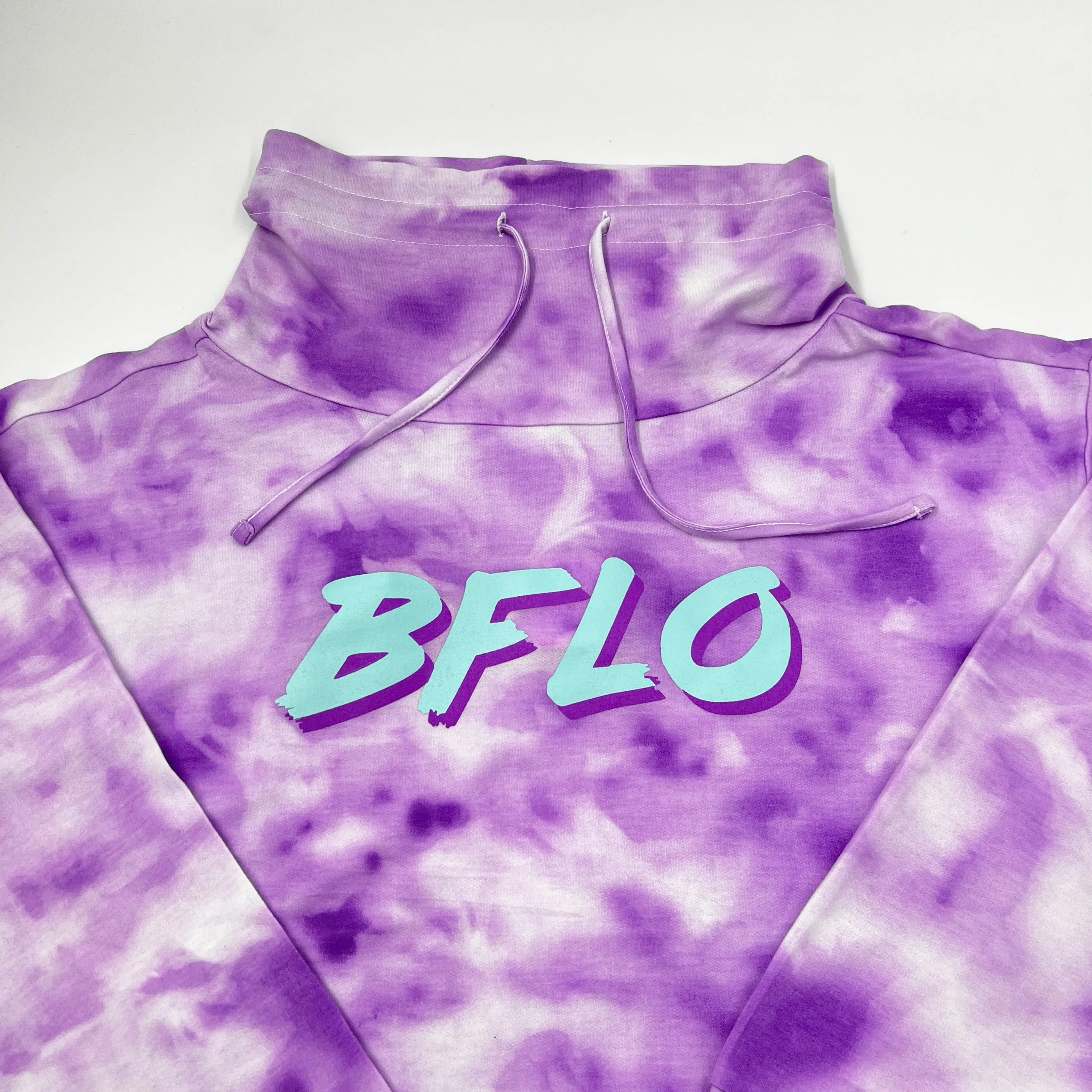 Women's BFLO Purple Tie Dye Mock Neck Sweatshirt