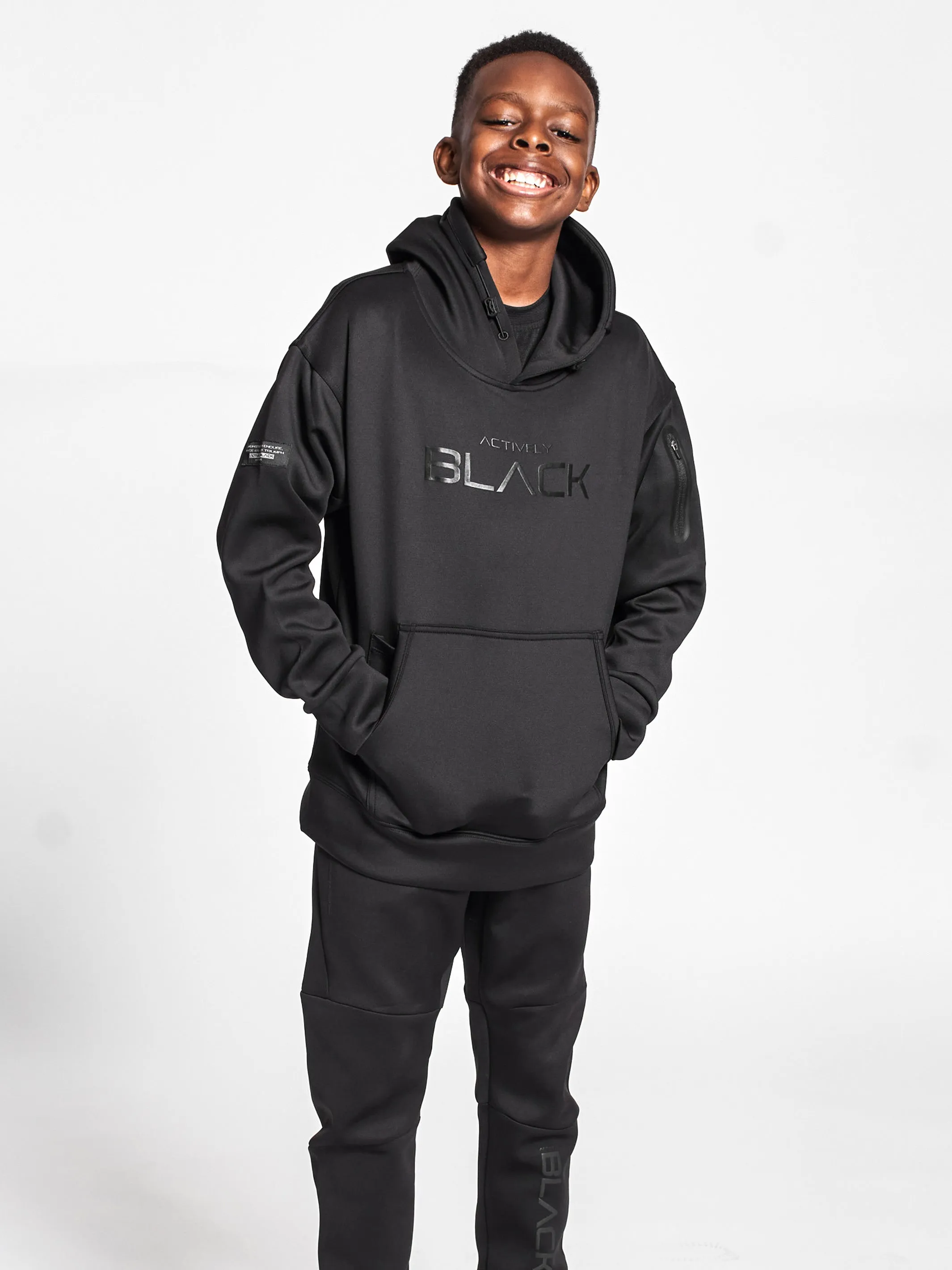 Youth Actively Black Performance Tech Hoodie