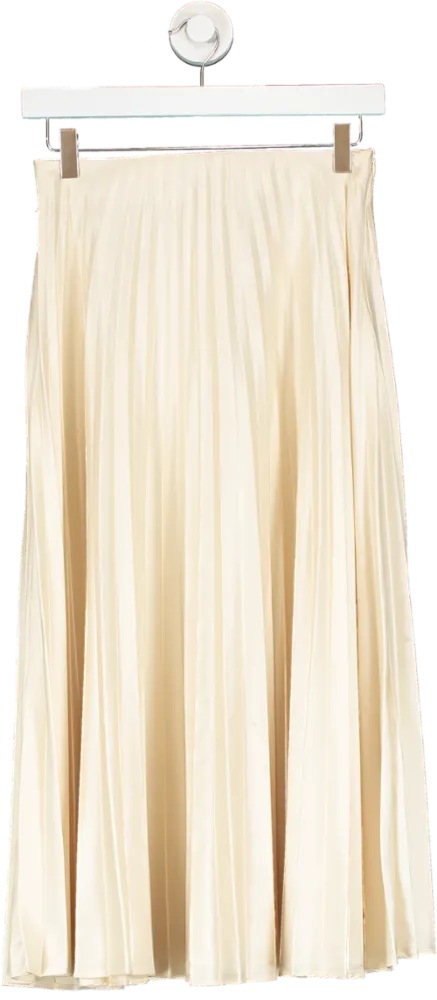 ZARA Cream Pleated Satin Finish Skirt UK XS