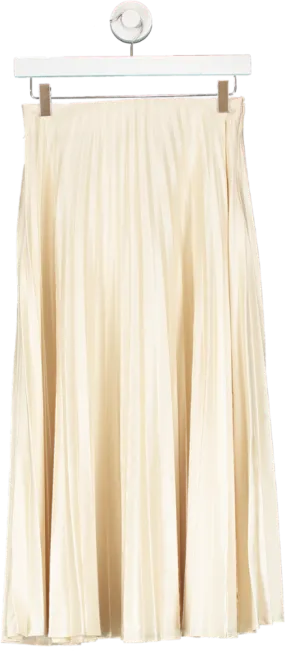 ZARA Cream Pleated Satin Finish Skirt UK XS