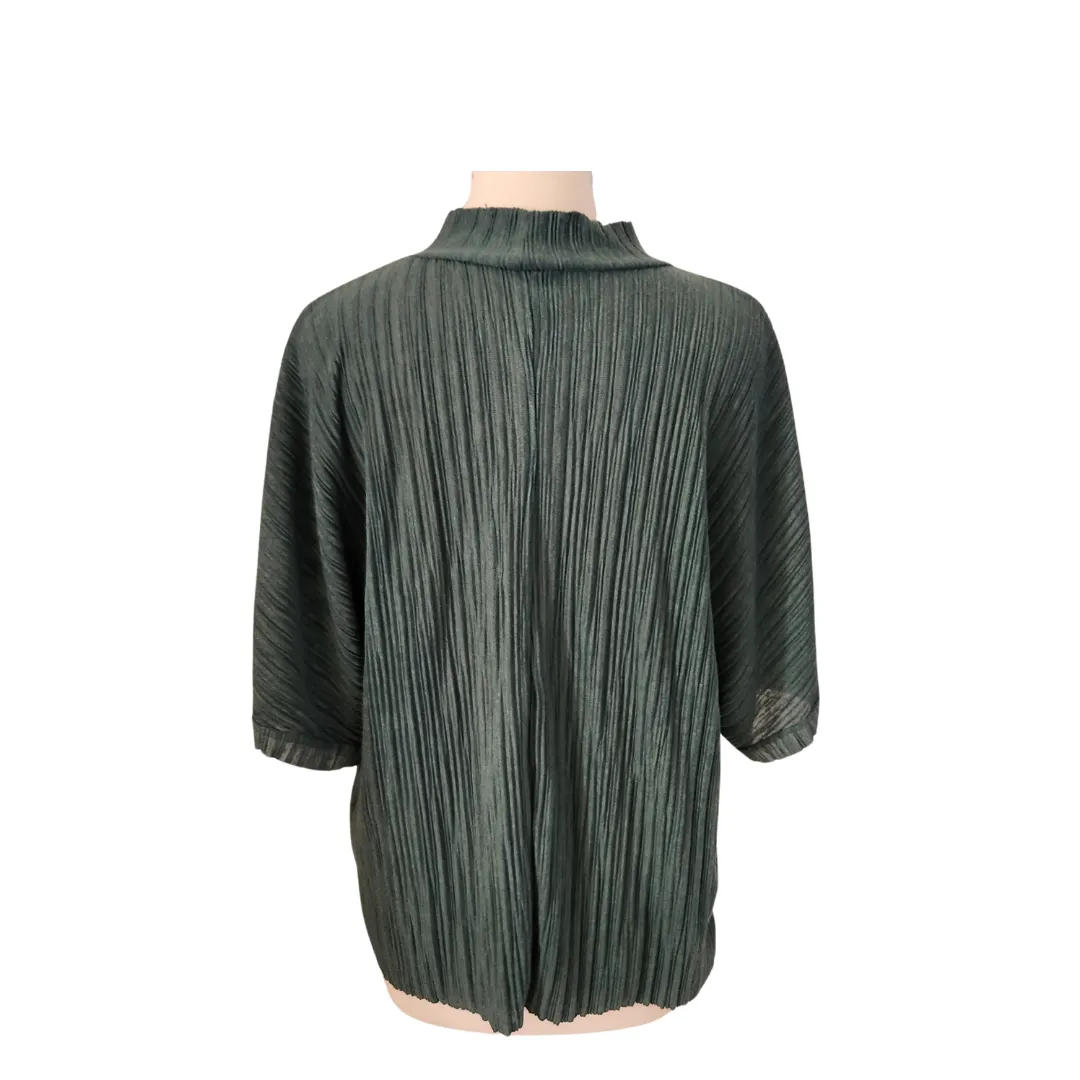 ZARA Green High-neck Pleated Top | Pre Loved |